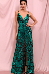 Contrast Sequin Backless Split Cami Dress - Shah S. Sahota